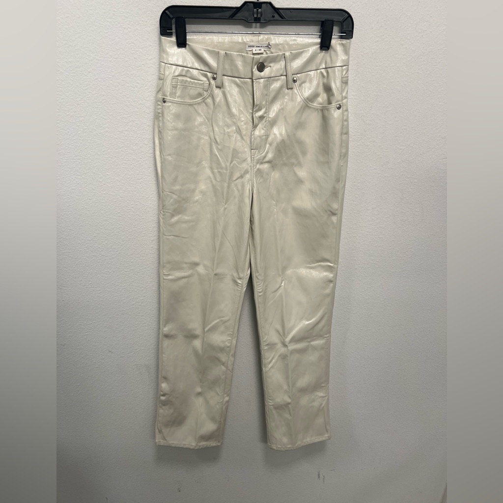 Good American, Better Than Leather Good Curve Straight Pant -Bone-Faux Leather,2